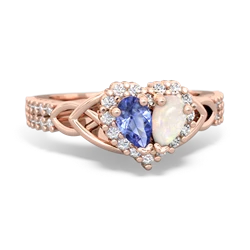Tanzanite Celtic Knot Two Hearts As One 14K Rose Gold ring R2644HRT
