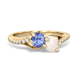 Tanzanite Infinity Pave Two Stone 14K Yellow Gold ring R5285