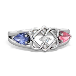Tanzanite Hearts Intertwined 14K White Gold ring R5880