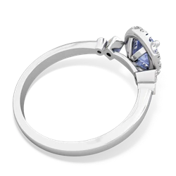Tanzanite Antique-Style Halo 14K White Gold ring R5720
