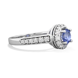 Tanzanite Diamond Halo 14K White Gold ring R5370