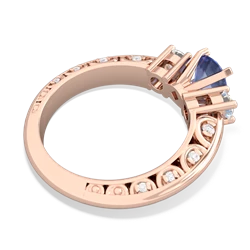 Tanzanite Art Deco Diamond 6Mm Round Engagment 14K Rose Gold ring R2003