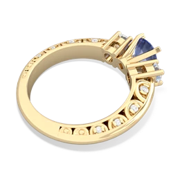 Tanzanite Art Deco Diamond 6Mm Round Engagment 14K Yellow Gold ring R2003