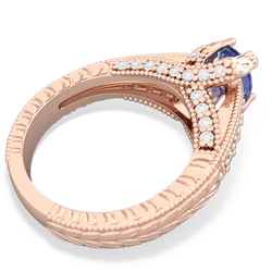 Tanzanite Antique Style Milgrain Diamond 14K Rose Gold ring R2028