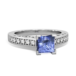 Tanzanite Art Deco Engagement 5Mm Square 14K White Gold ring R26355SQ