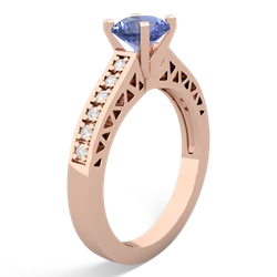 Tanzanite Art Deco Engagement 6Mm Round 14K Rose Gold ring R26356RD