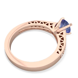 Tanzanite Art Deco Engagement 6Mm Round 14K Rose Gold ring R26356RD