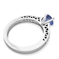Tanzanite Art Deco Engagement 6Mm Round 14K White Gold ring R26356RD