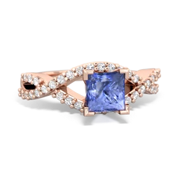 Tanzanite Diamond Twist 5Mm Square Engagment  14K Rose Gold ring R26405SQ