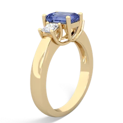 Tanzanite Diamond Three Stone Emerald-Cut Trellis 14K Yellow Gold ring R4021