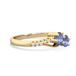 Tanzanite Infinity Pave Two Stone 14K Yellow Gold ring R5285