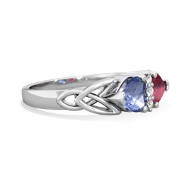 Tanzanite Celtic Knot Double Heart 14K White Gold ring R5040