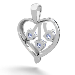 Lab Sapphire Glowing Heart 14K White Gold pendant P2233
