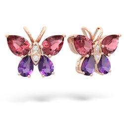 Pink Tourmaline Butterfly 14K Rose Gold earrings E2215