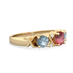 Pink Tourmaline Hugs And Kisses 14K Yellow Gold ring R5016
