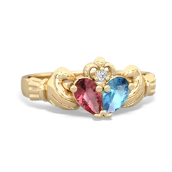 Pink Tourmaline 'Our Heart' Claddagh 14K Yellow Gold ring R2388
