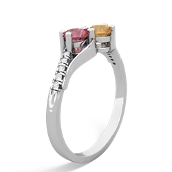 Pink Tourmaline Infinity Pave Two Stone 14K White Gold ring R5285