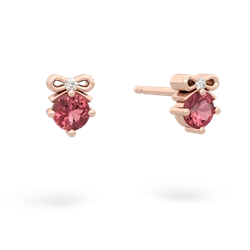 Pink Tourmaline Diamond Bows 14K Rose Gold earrings E7002