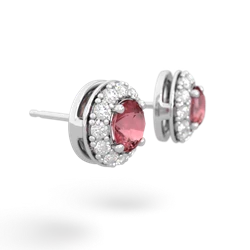 Pink Tourmaline Diamond Halo 14K White Gold earrings E5370
