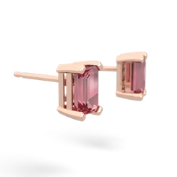 Pink Tourmaline 6X4mm Emerald-Cut Stud 14K Rose Gold earrings E1855