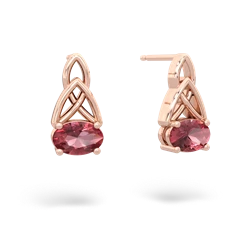Pink Tourmaline Celtic Trinity Knot 14K Rose Gold earrings E2389