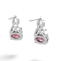 Pink Tourmaline Celtic Trinity Knot 14K White Gold earrings E2389