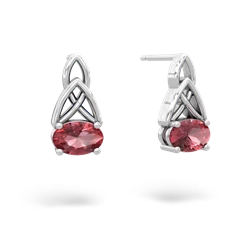 Pink Tourmaline Celtic Trinity Knot 14K White Gold earrings E2389