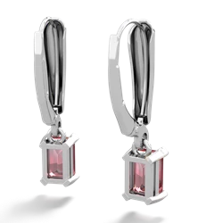 Pink Tourmaline 6X4mm Emerald-Cut Lever Back 14K White Gold earrings E2855