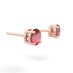 Pink Tourmaline 5Mm Round Stud 14K Rose Gold earrings E1785