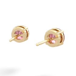 Pink Tourmaline 6Mm Round Stud 14K Yellow Gold earrings E1786