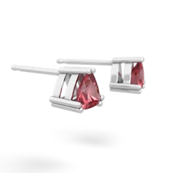 Pink Tourmaline 5Mm Trillion Stud 14K White Gold earrings E1858