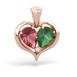 Pink Tourmaline Two Become One 14K Rose Gold pendant P5330