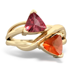 Pink Tourmaline Split Band Swirl 14K Yellow Gold ring R2341