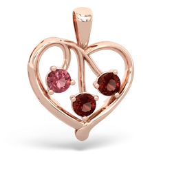 Pink Tourmaline Glowing Heart 14K Rose Gold pendant P2233