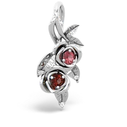 Pink Tourmaline Rose Vine 14K White Gold pendant P5680