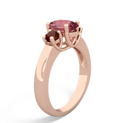 Pink Tourmaline Three Stone Oval Trellis 14K Rose Gold ring R4024