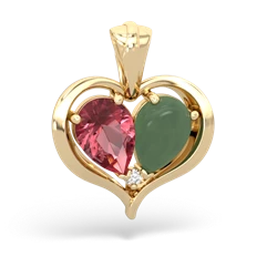 Pink Tourmaline Two Become One 14K Yellow Gold pendant P5330