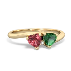 Pink Tourmaline Sweethearts 14K Yellow Gold ring R5260