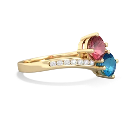Pink Tourmaline Channel Set Two Stone 14K Yellow Gold ring R5303