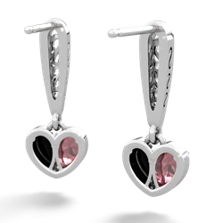 Pink Tourmaline Filligree Heart 14K White Gold earrings E5070