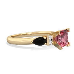 Pink Tourmaline 6Mm Princess Eternal Embrace Engagement 14K Yellow Gold ring C2002