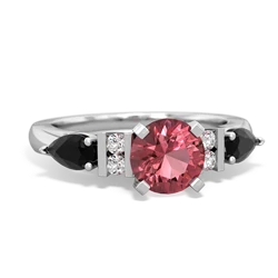 Pink Tourmaline 6Mm Round Eternal Embrace Engagement 14K White Gold ring R2005