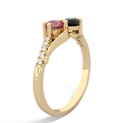 Pink Tourmaline Infinity Pave Two Stone 14K Yellow Gold ring R5285