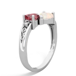 Pink Tourmaline Snuggling Hearts 14K White Gold ring R2178