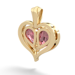 Pink Tourmaline Two Become One 14K Yellow Gold pendant P5330