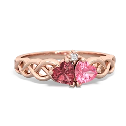 Pink Tourmaline Heart To Heart Braid 14K Rose Gold ring R5870