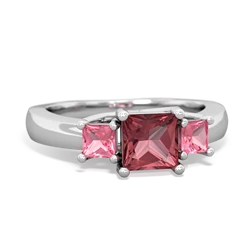 Pink Tourmaline Three Stone Trellis 14K White Gold ring R4015