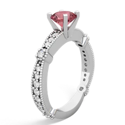 Pink Tourmaline Sparkling Tiara 6Mm Round 14K White Gold ring R26296RD