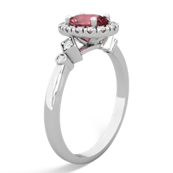 Pink Tourmaline Antique-Style Halo 14K White Gold ring R5720