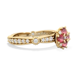 Pink Tourmaline Sparkling Tiara Cluster 14K Yellow Gold ring R26293RD